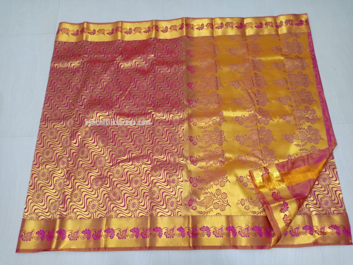 Heavy Work Design Kanchipuram Pure Silk Sarees Full Gold Zari Magenta ...