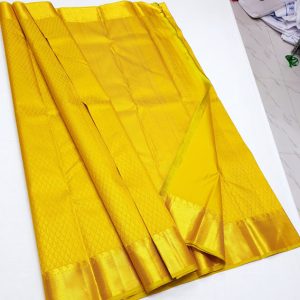 Kanchi Pattu Small Border Bridal Collection Sarees (Pink / Yellow / Ramar Blue)