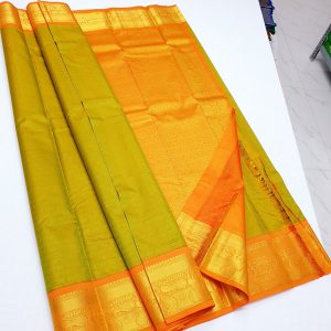 Kanchi Korvai Pure Silk Saree New Arrival Peacock Design (Candy Red / Strawberry Rose / Pear Green)