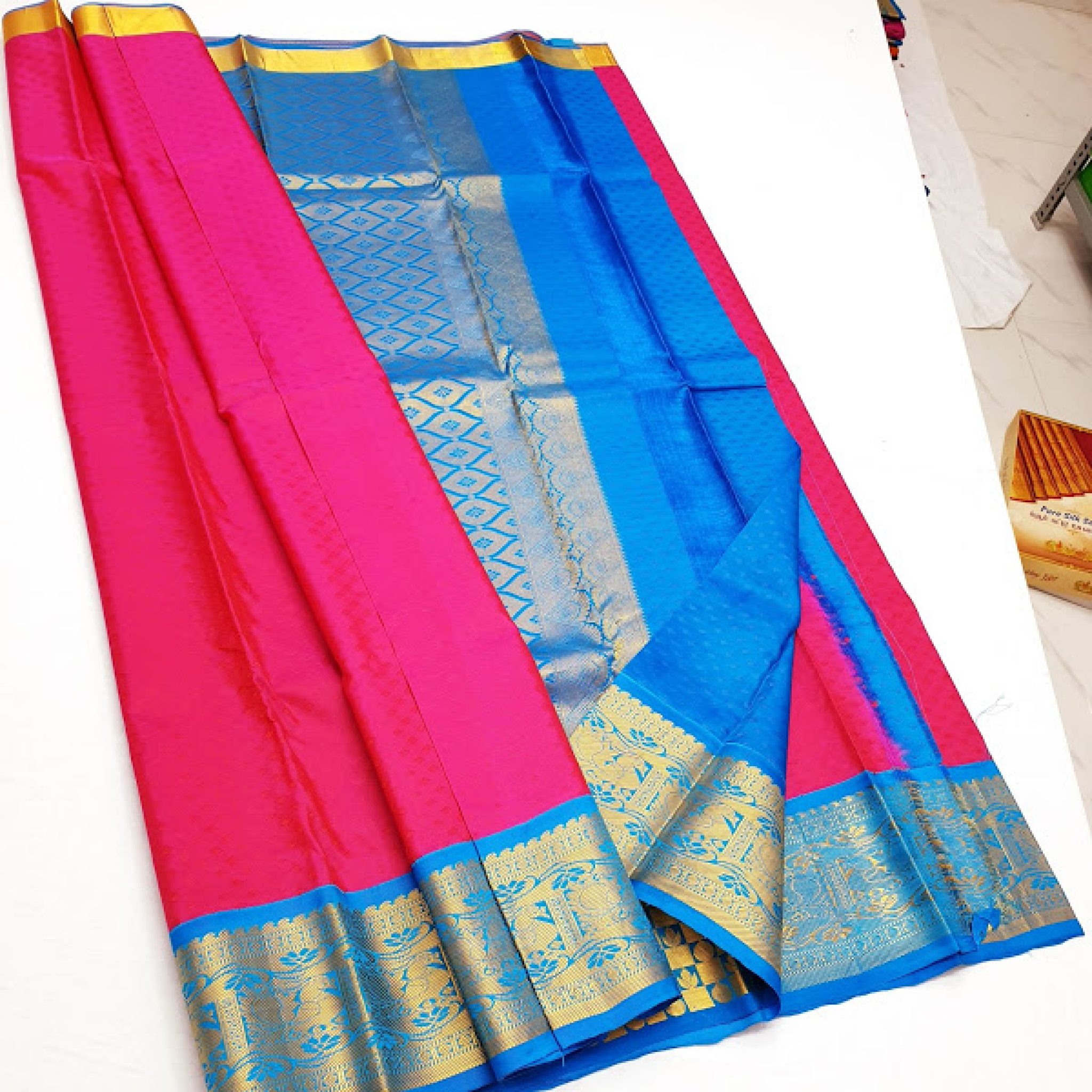 Different Annam Design Kanchi Korvai Pure Silk Saree (Rose / Pink ...