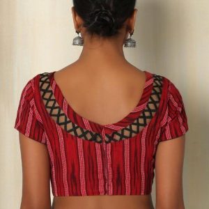 Simple U Neck Party Blouse Red Color