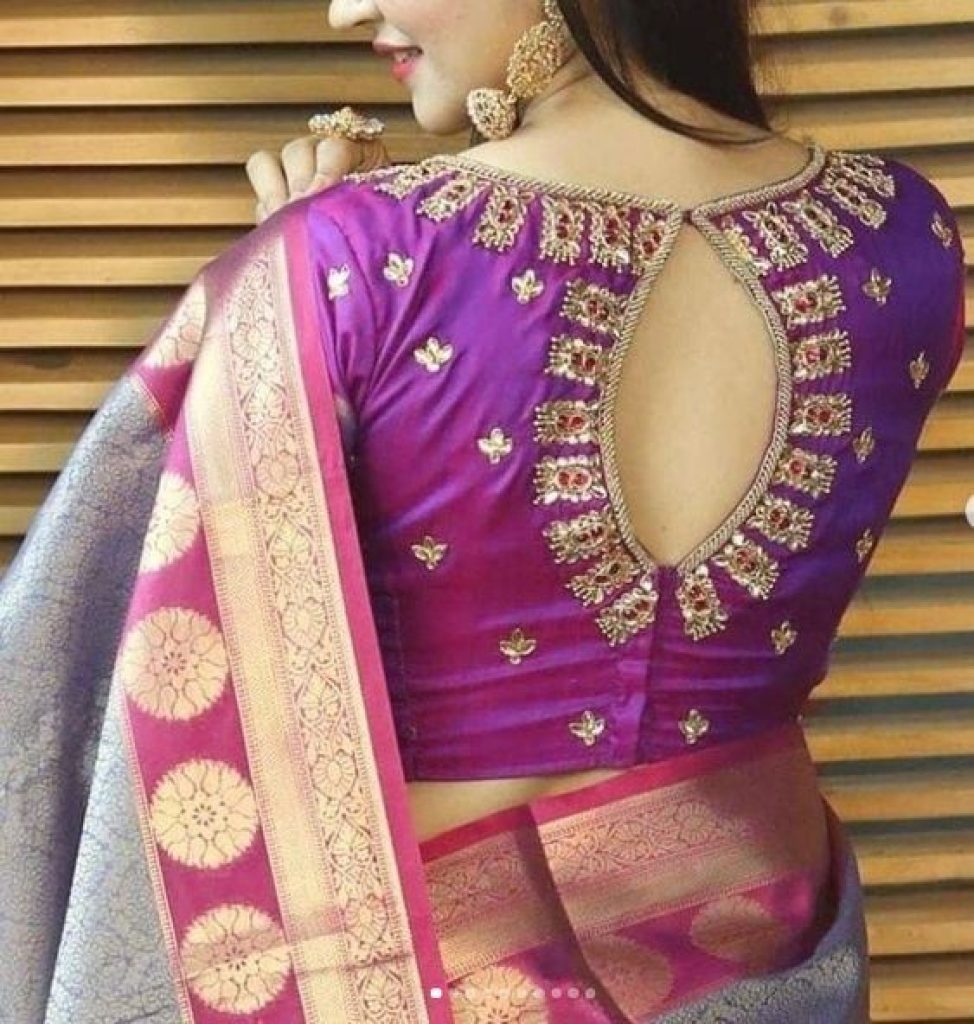 Modern Embroidery and Chamki Work Bridal Blouses Purple Color ...