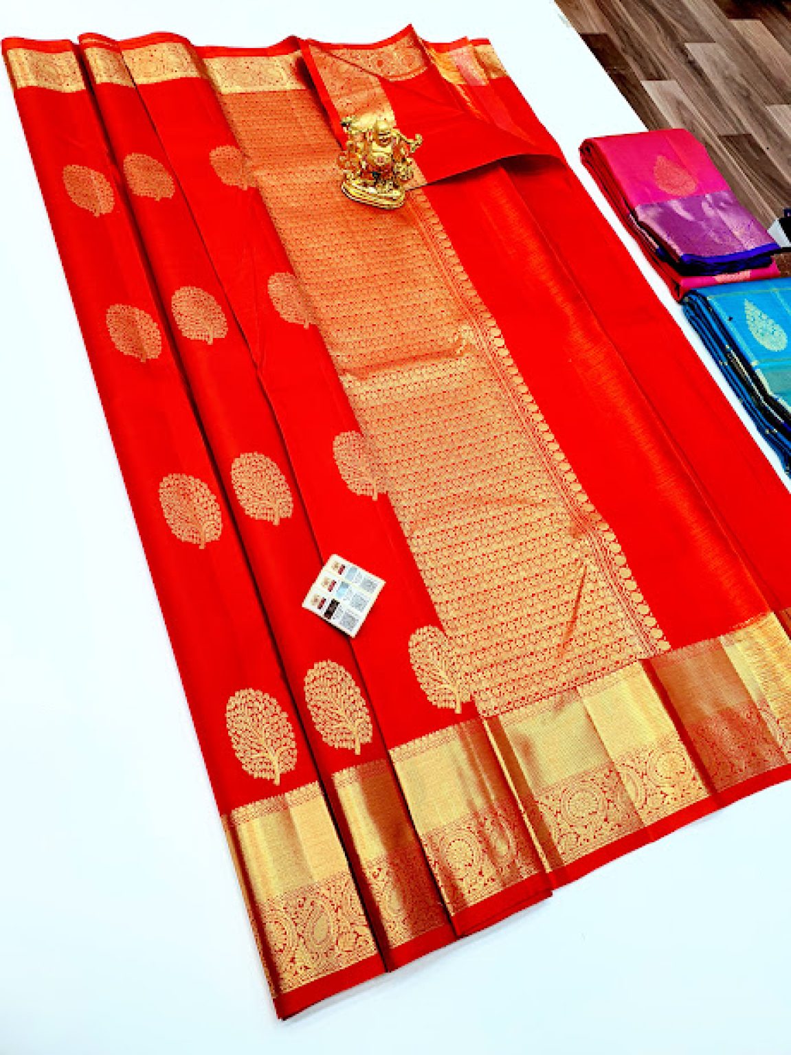 Pure Kanjivaram Fancy Silk Saree Chilli Red Color W Blouse Kanchipuram Silk Sarees 4864