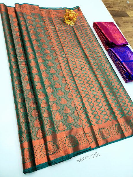 Black Pure Soft Silk Saree With Copper And Golden Zari – Shivansh Fab