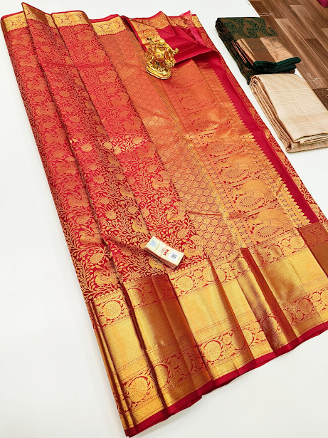 Chilli Red Kanchipuram Silk Saree | Traditional Sarees - Sundari Silks