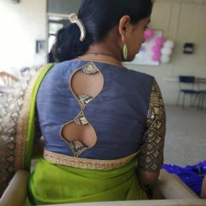 Two Keyhole Blouse Design Gray color