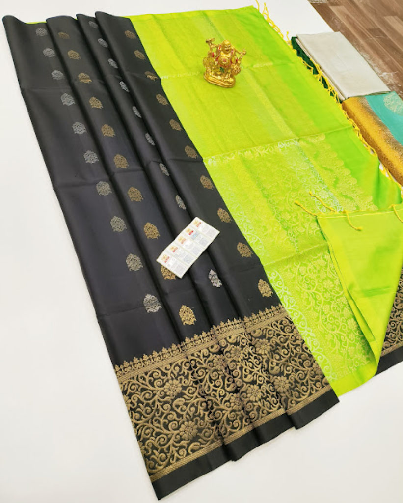 Pure Soft Silk Saree Elephant Color w/ Blouse – Kanchipuram Silk Sarees