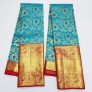 Traditional Kanchipuram Pure Silk Saree Bridal Collection Full Koravai Small Border and Big Border WEDDING Sarees Sky Blue Color
