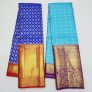 Kanjivaram Pure Silk Saree Bridal Collection Full Koravai Small Border and Big Border WEDDING Sarees (Blue / Sky Blue)