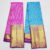 Small Checks Design Kanchipuram pure silk saree bridal collection full koravai small border and big border WEDDING sarees (Rose / Sky Blue)