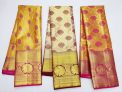 New Trendy Design Kanchi pure silk saree full tissue silk saree bridal collection koravai design (Butter Yellow / Yellow / Off White)