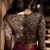 Trendy Hand Pearls & Stone and Thread Work Party Blouse Dark Brown Color