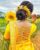 Shoe Lace Design Party Blouse Lemon Yellow Color