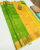 K.M.D Soft 75% Pure Silk Saree Parrot Green Color w/ Blouse