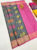 Gray and Pink Color Flower Design Kanjivaram Semi Silk Saree w/ Blouse