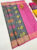 Gray and Pink Color Flower Design Kanjivaram Semi Silk Saree w/ Blouse