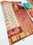 Leaf and Peacock Design Kanchi Semi Silk Saree White Color w/ Blouse