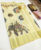 Elephant Print Design Kanjivaram Pure Wedding Silk Saree Cream Color w/ Blouse