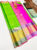 Small Checks Design Kanjivaram Pure Wedding Silk Saree Parrot Green Color w/ Blouse