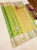 Kanjivaram Pure Wedding Silk Saree Parrot Green and Cream White Color w/ Blouse