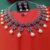 Beautiful Pink Stone With Pearl Hangings Brass Base Necklace Set With Matching Nose Pin