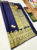 Elephant Design Pure Kanjivaram Fancy Silk Saree Blue Color w/ Blouse