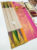 Multi Color Temple Design Pure Kanjivaram Fancy Silk Saree Cream Color w/ Blouse