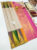 Multi Color Temple Design Pure Kanjivaram Fancy Silk Saree Cream Color w/ Blouse