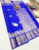 Traditional Design Silver Zari Pure Kanjivaram Fancy Silk Saree Ink Blue Color w/ Blouse