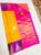 Trendy Temple Design Pure Kanjivaram Fancy Silk Saree Yellow Color w/ Blouse