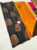 Beautiful Design Pure Soft Silks Saree Black and Orange Color w/ Blouse
