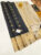 Beautiful Design Pure Soft Silk Saree Black and Cream Color w/ Blouse