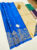 Boat and Girls Design Pure Soft Silk Saree Blue Color w/ Blouse