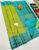 Beautiful Design Pure Soft Silk Saree Green and Sky Blue Color w/ Blouse