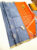New Trendy Design Pure Soft Silk Saree Grey w/ Orange Color