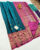 Latest Design Pure Soft Silk Saree Peacock Blue Color w/ Blouse