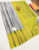 Latest Design Pure Soft Silk Saree Gray and Lemon Green Color w/ Blouse