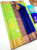 Copper Zari Work Pure Kanjivaram Fancy Silk Saree Parrot Green w/ Blue Color