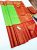 Big Border Design Pure Soft Silks Saree Green w/ Red Color