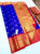 Big Border Annam & Elephant Design Pure Soft Silks Saree Ink Blue w/ Red Color