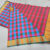 Big Checks Semi Soft Silk Saree Light Weight Blue and Rose Color